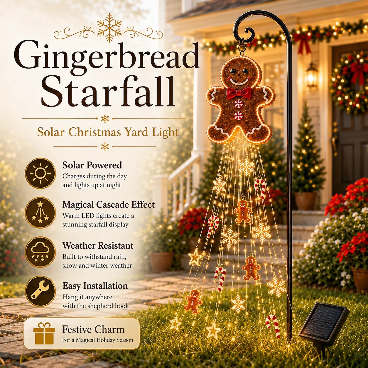 Gingerbread Starfall Christmas yard light