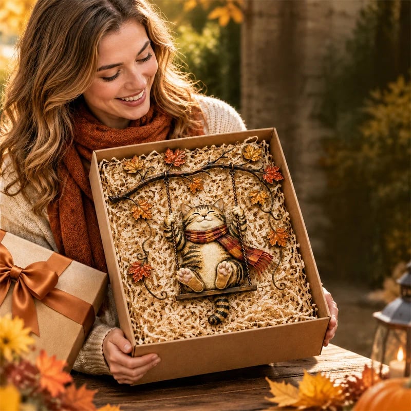 Autumn Cat Wall Decor gift and display