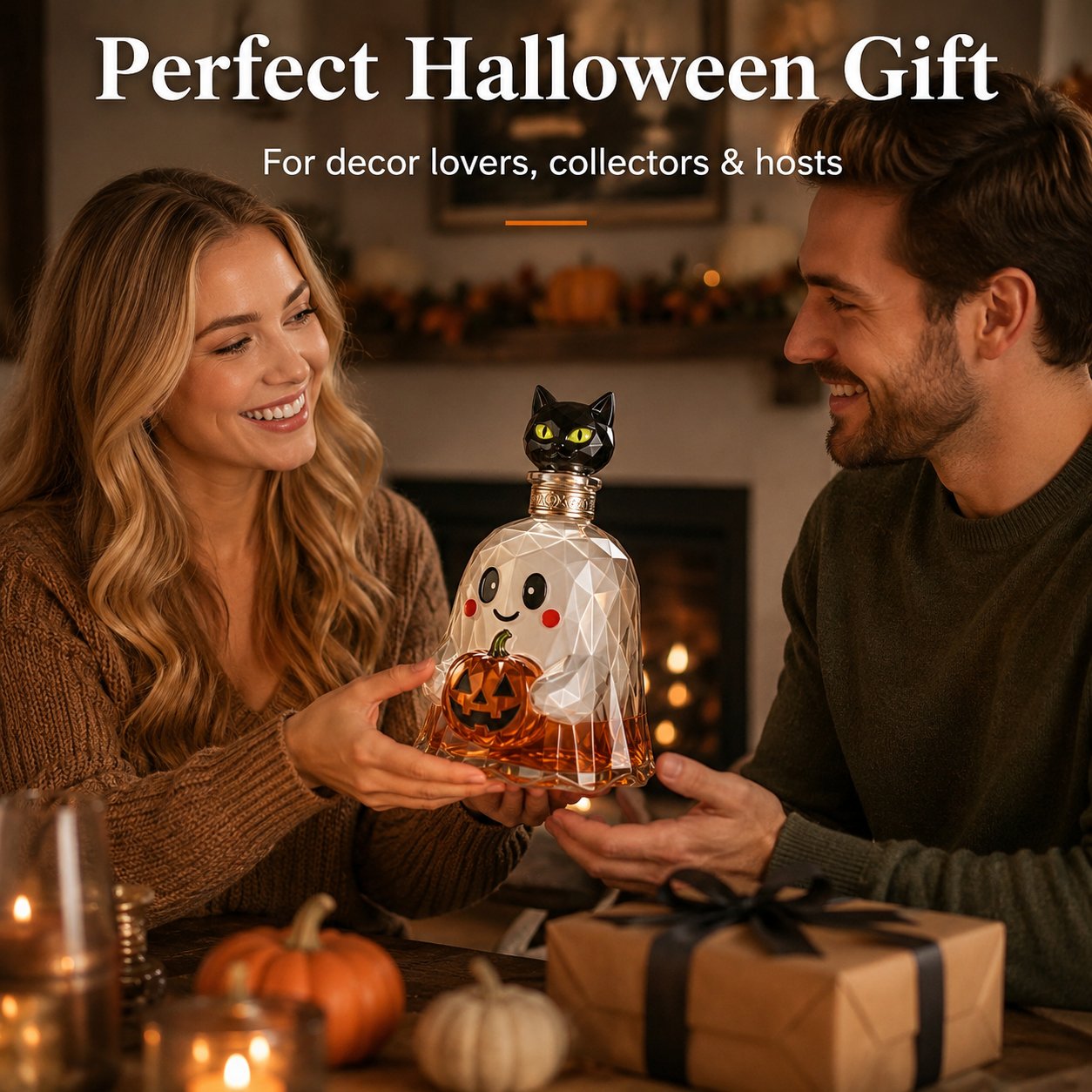 Ghost pumpkin decanter Halloween gift for home bar collectors
