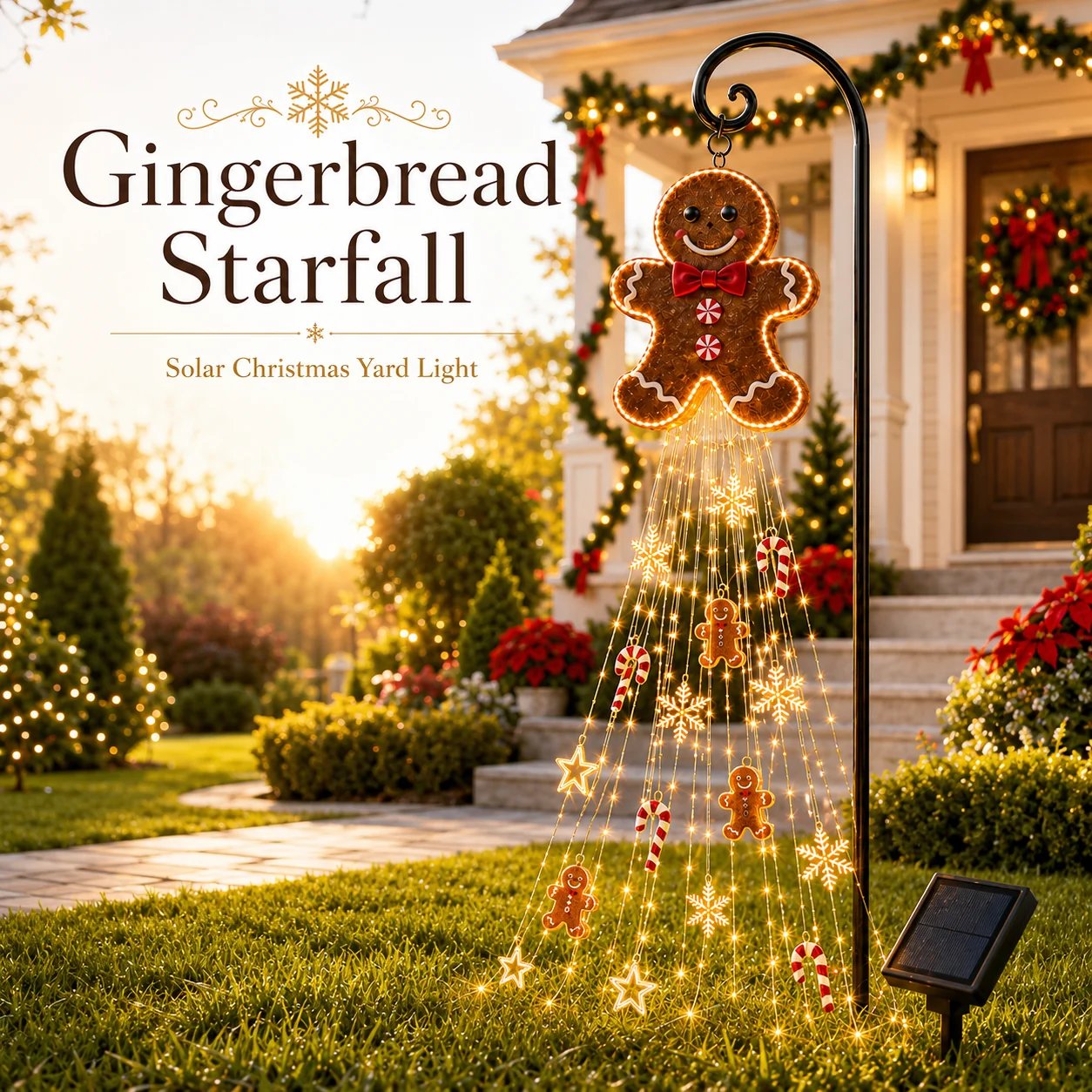 Gingerbread Starfall Solar Christmas Yard Light