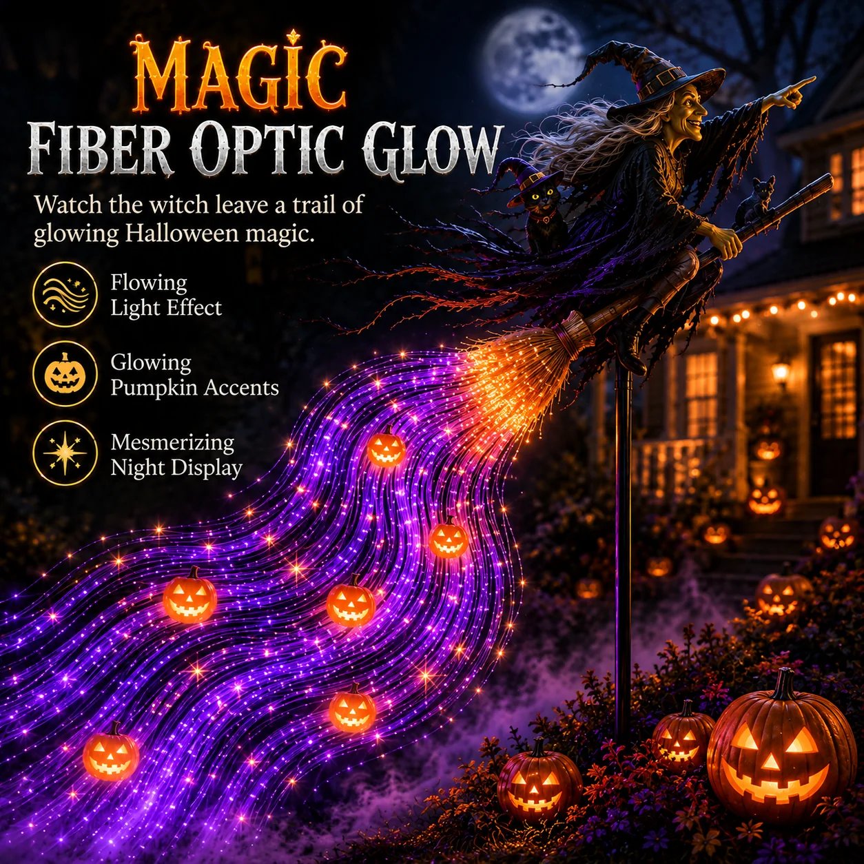 Witch’s Magic Trail Solar Fiber Optic Yard Light