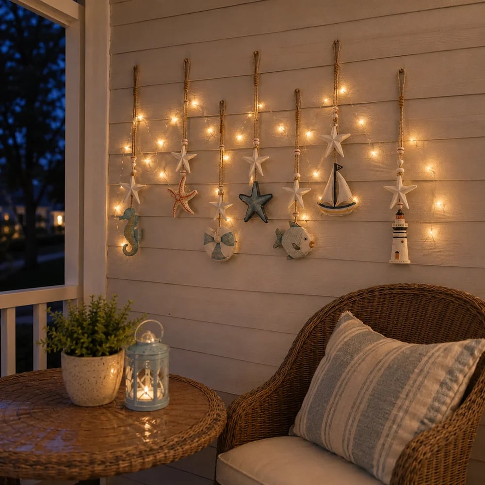 Customer coastal porch wall hanging setup