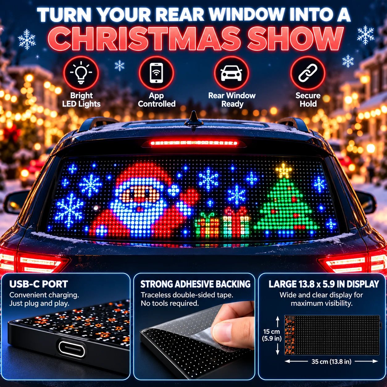 Customizable LED pixel display and app control features