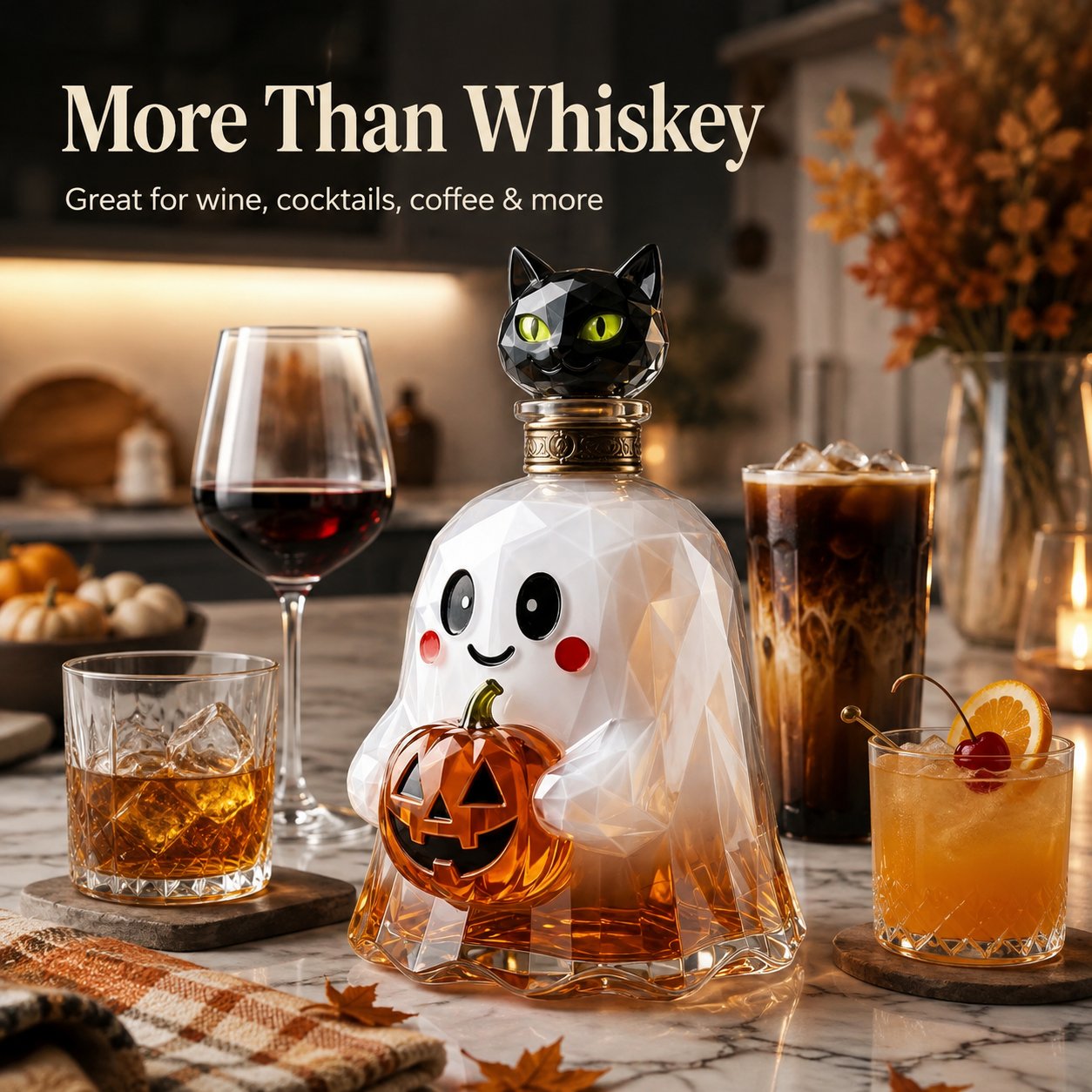 Ghost pumpkin glass decanter product details bottle only beverage not included