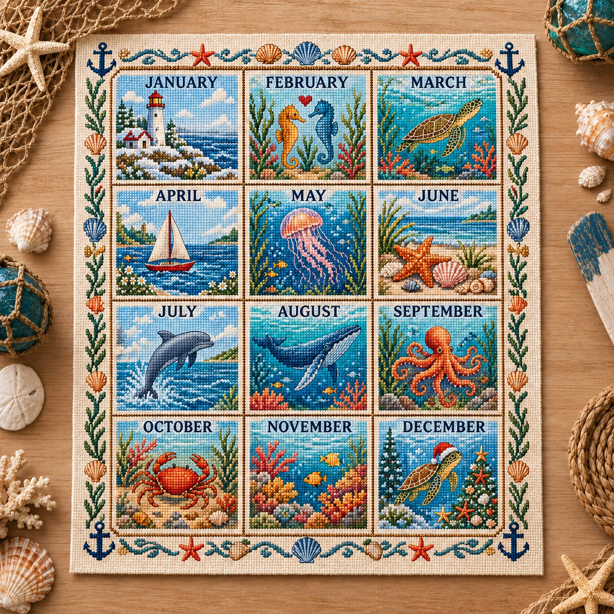 Coastal Through the Year embroidery design