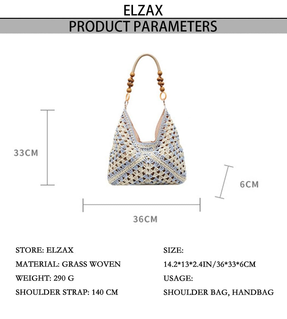 Woven Straw Hobo Bag Close-up