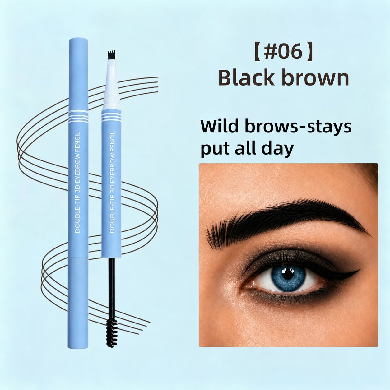 Eyebrows before and after using micro-fork eyebrow pen and tinted gel
