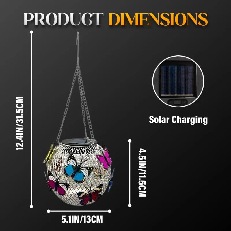 Solar butterfly iron pendant lamp size and product details