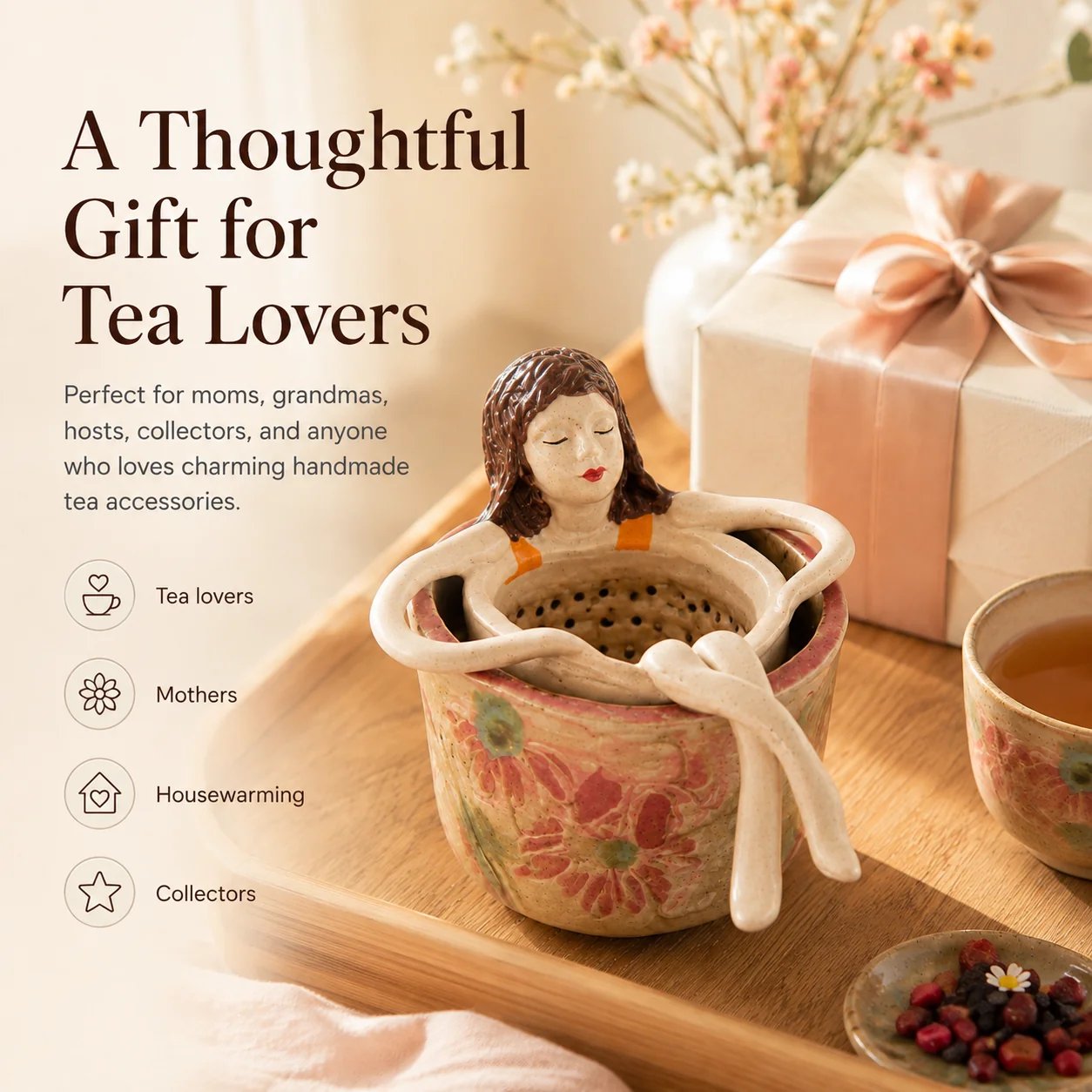 Ceramic Tea Strainer in Use