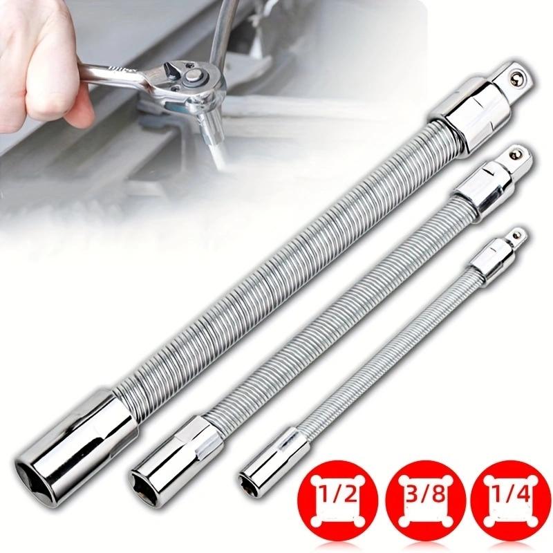 1/2 Inch 35cm Socket Ratchet Wrench Set - 3 Bendable Shafts, Wrench Extender Tool, Connecting Rod - Automotive Car Repair Tools for Home & Car Maintenance
