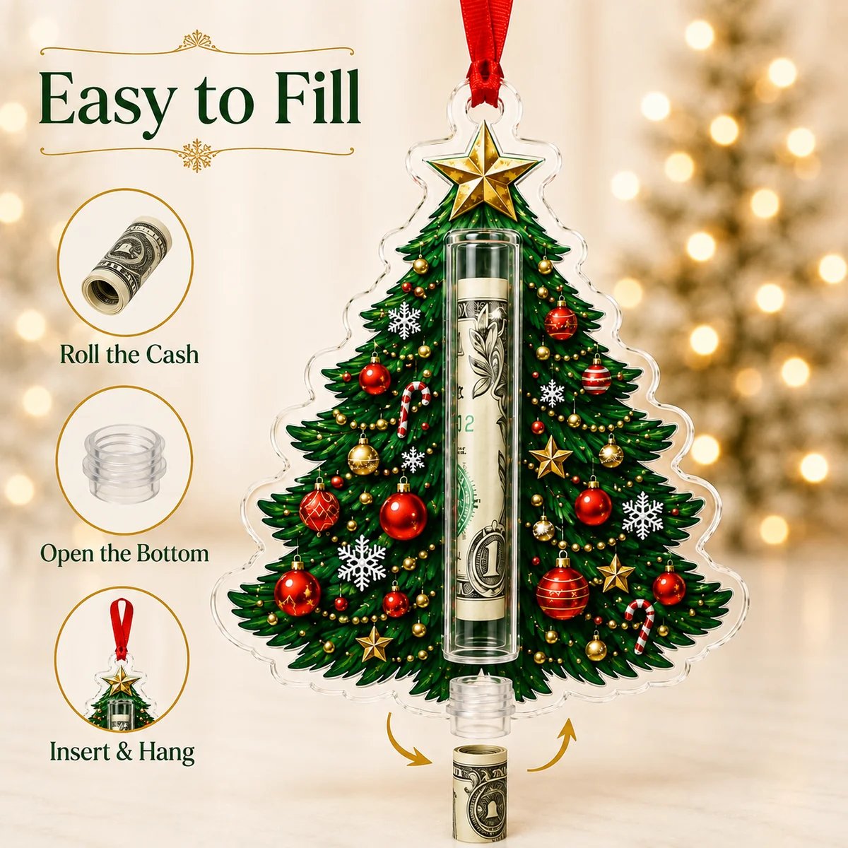 How To Fill Christmas Cash Holder Ornament