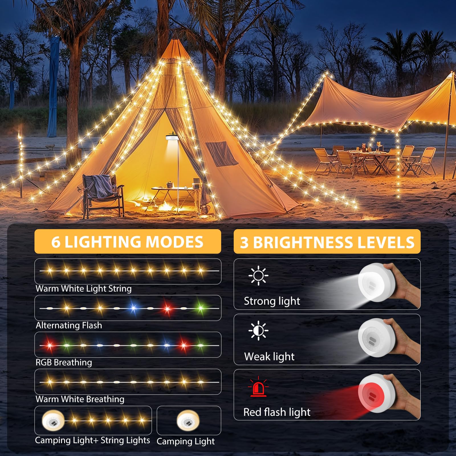 9 lighting modes camping light