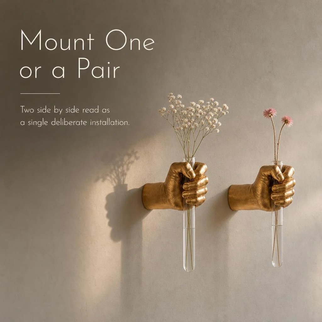 Pair of Gold Hand Wall Vases