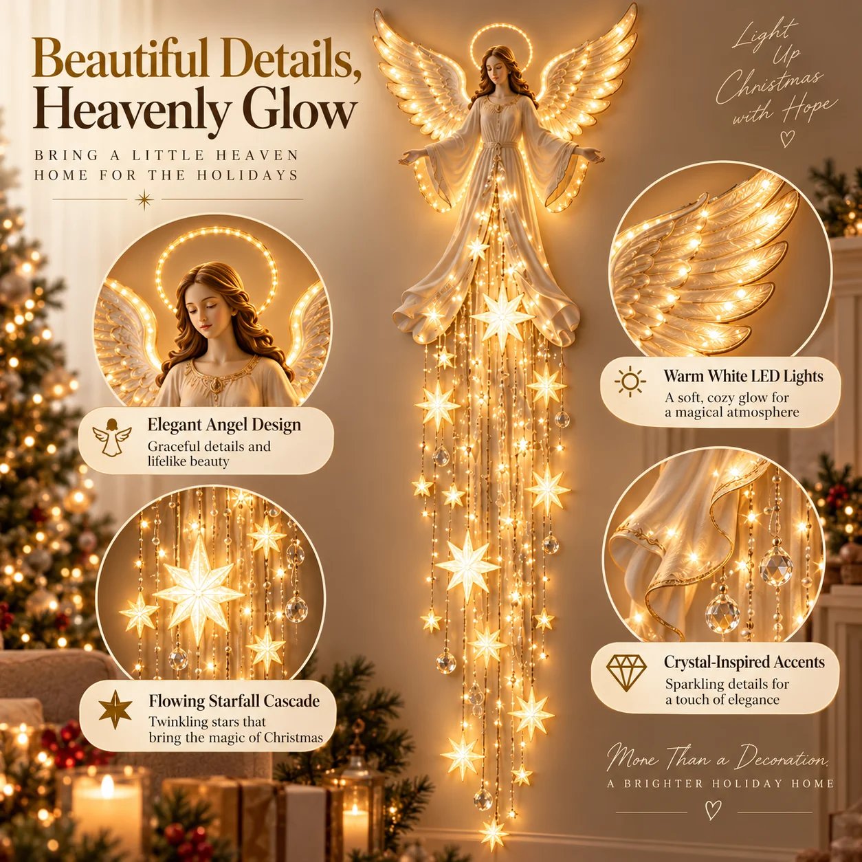 Angel Blessing Starfall Wall Light Details