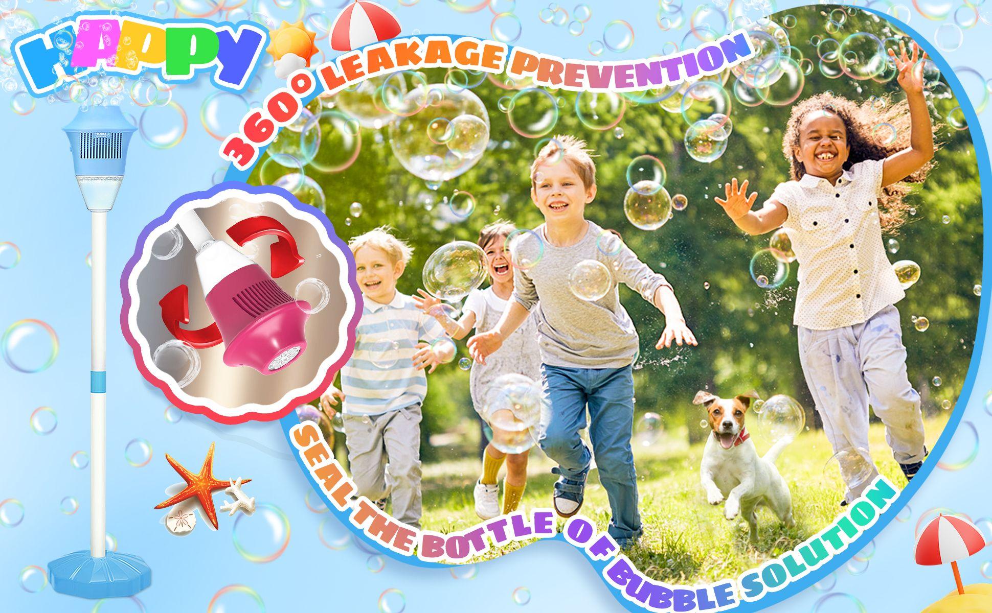 Automatic Handheld Bubble Machine for Kids, Bubble Maker Spring Summer Toys with Lights, Outdoor Rechargeable Blower for Children