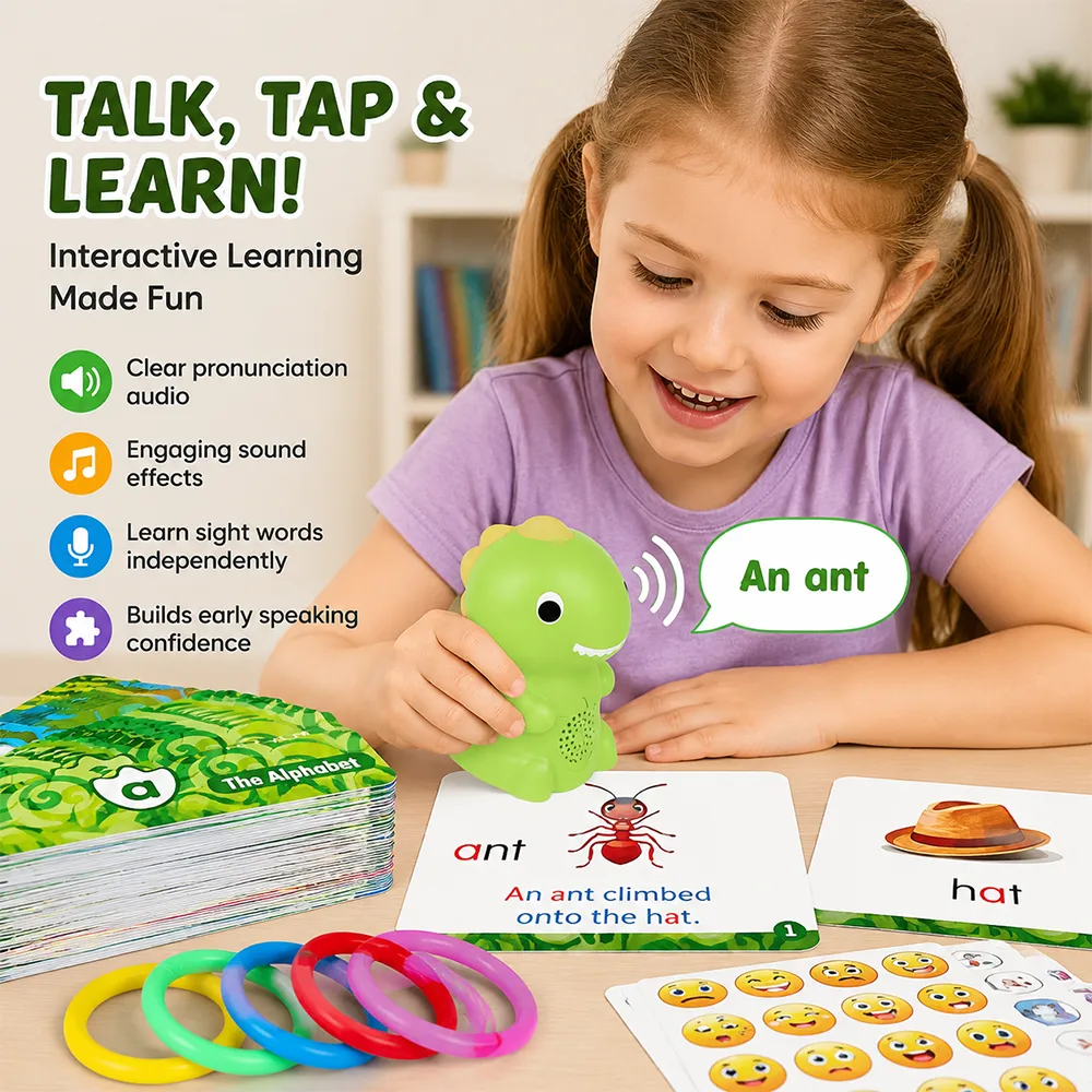 🦖 Phonics Flash Cards with Talking Pen – Interactive Early Learning Set ...