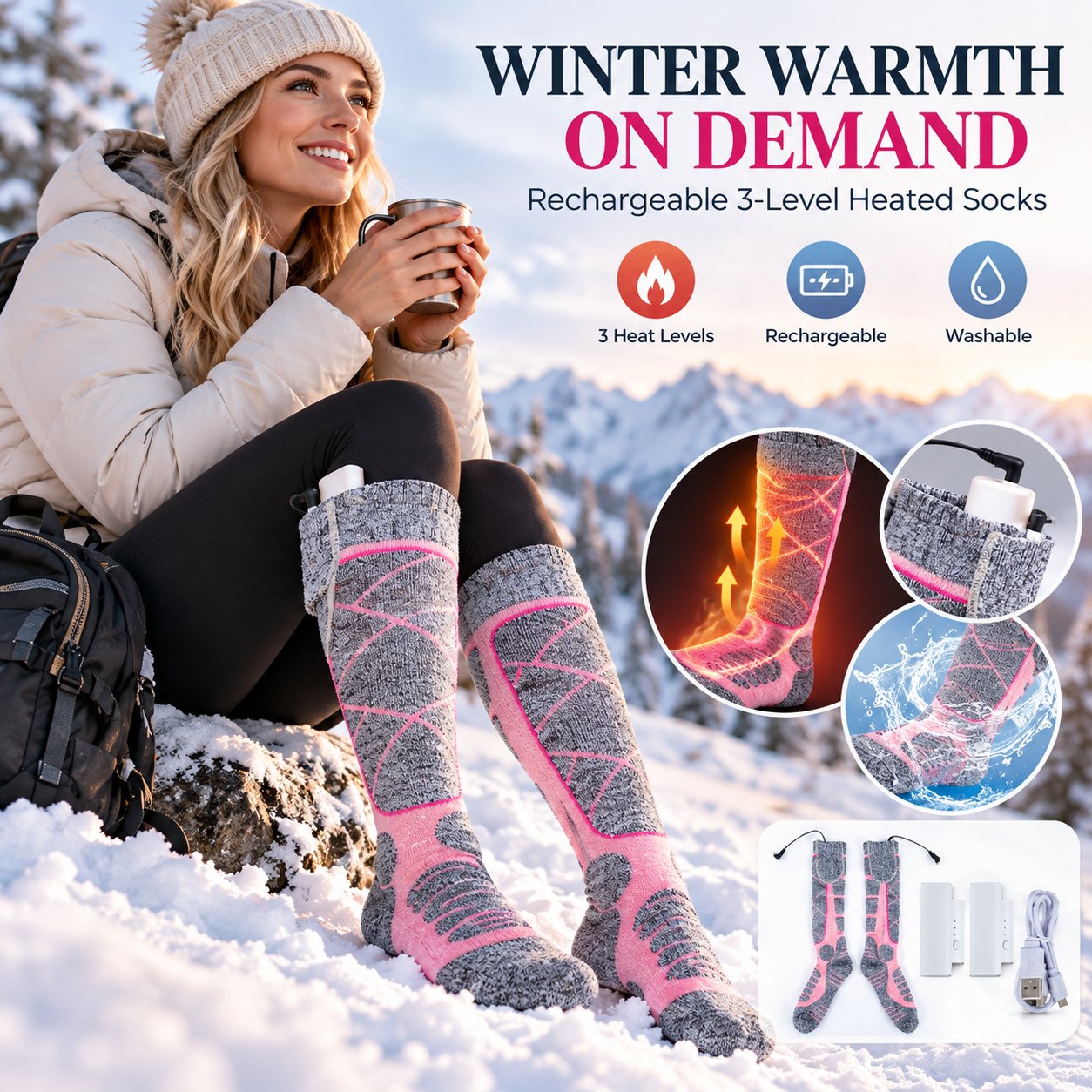 Heated socks package contents