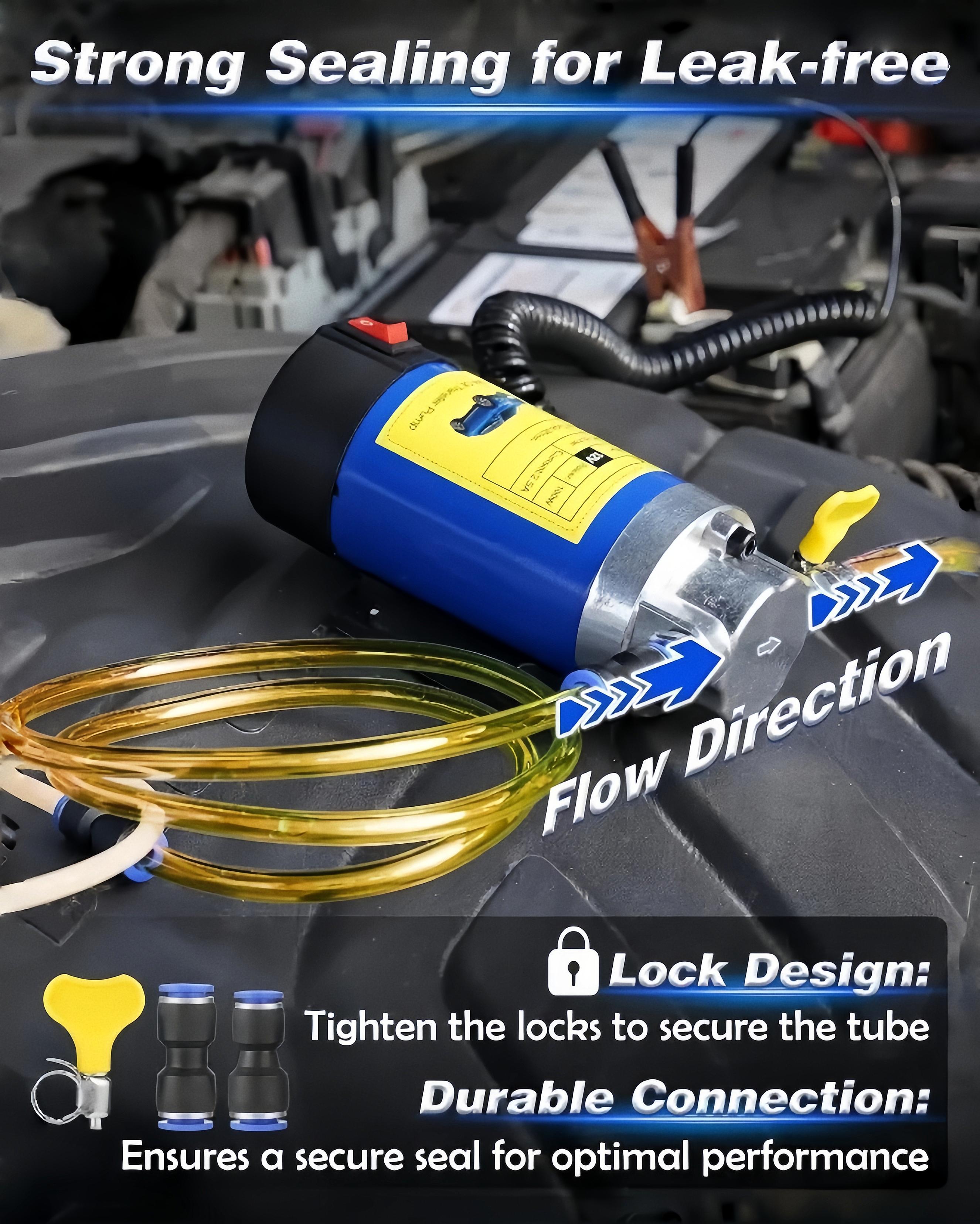 Oil extractor hose connectors and marked flow direction