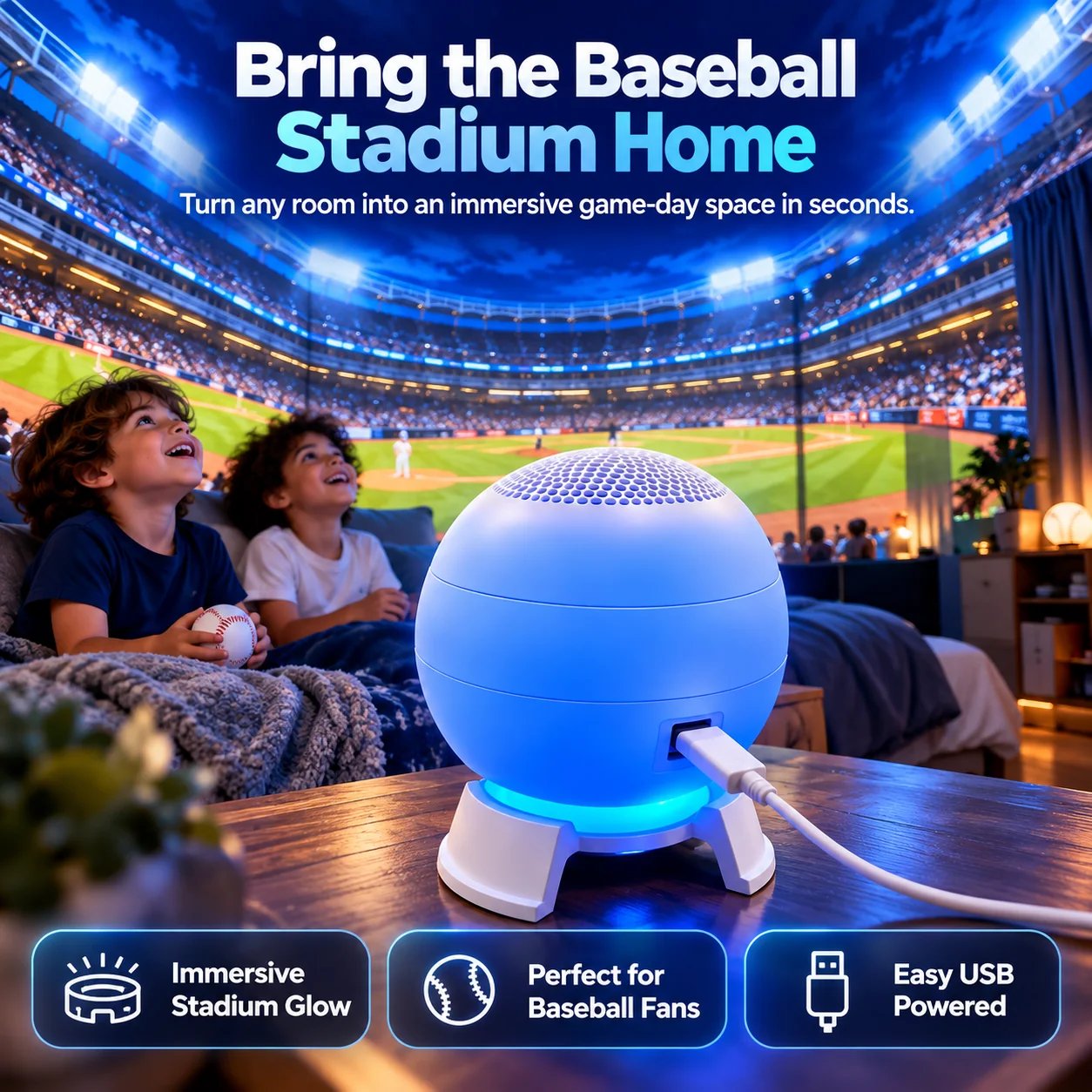 ⚾ Baseball Stadium Projection Light – Game-Day Room Decor features