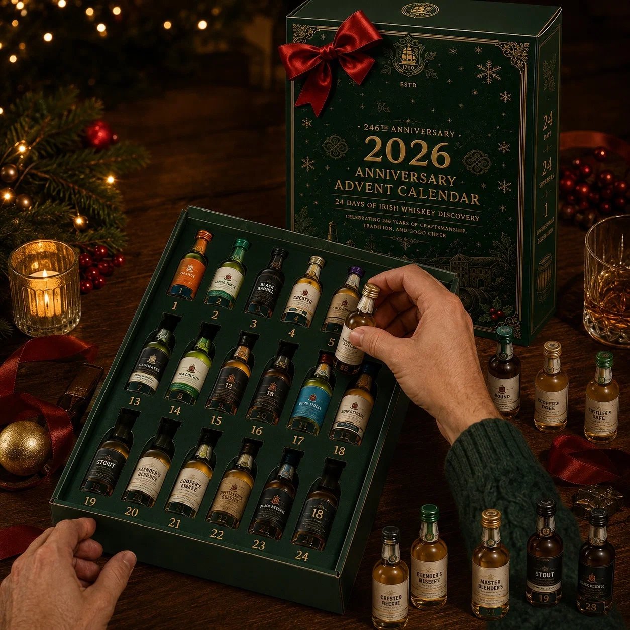 Hidden Irish whiskey samples behind each daily door