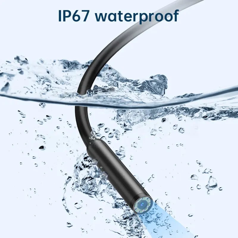 IP67 waterproof probe navigating through wet drain pipes