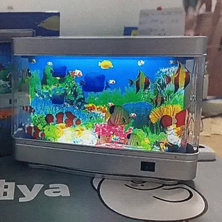 Realistic moving fish aquarium lamp creates calming deep-sea ambiance