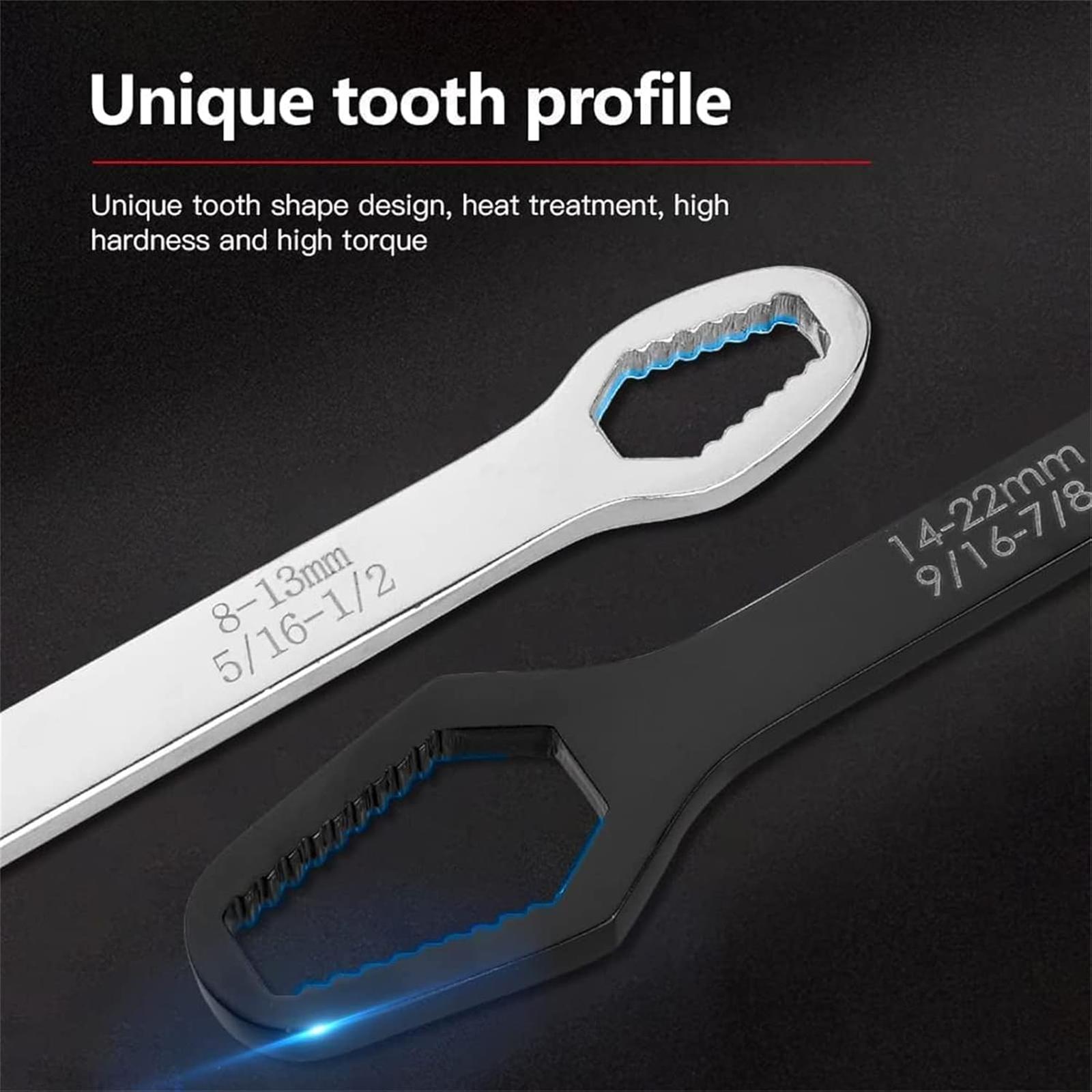 Universal Car Torx Wrench,8-22mm Self-tightening Wrench,Double-head Torx Spanner,Non-Slip Multi-function Wrench for Most Nuts & Bolts Repair,Professional Car Assembly & Disassembly Tool.