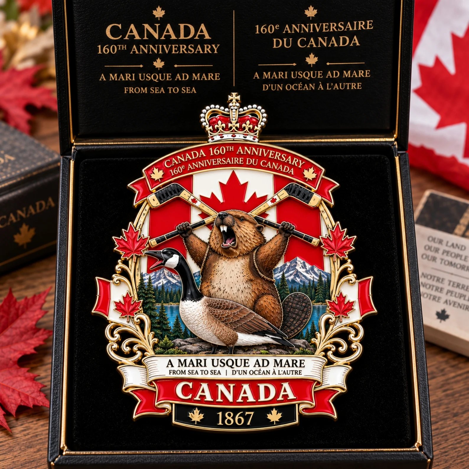 Canada anniversary badge on jacket
