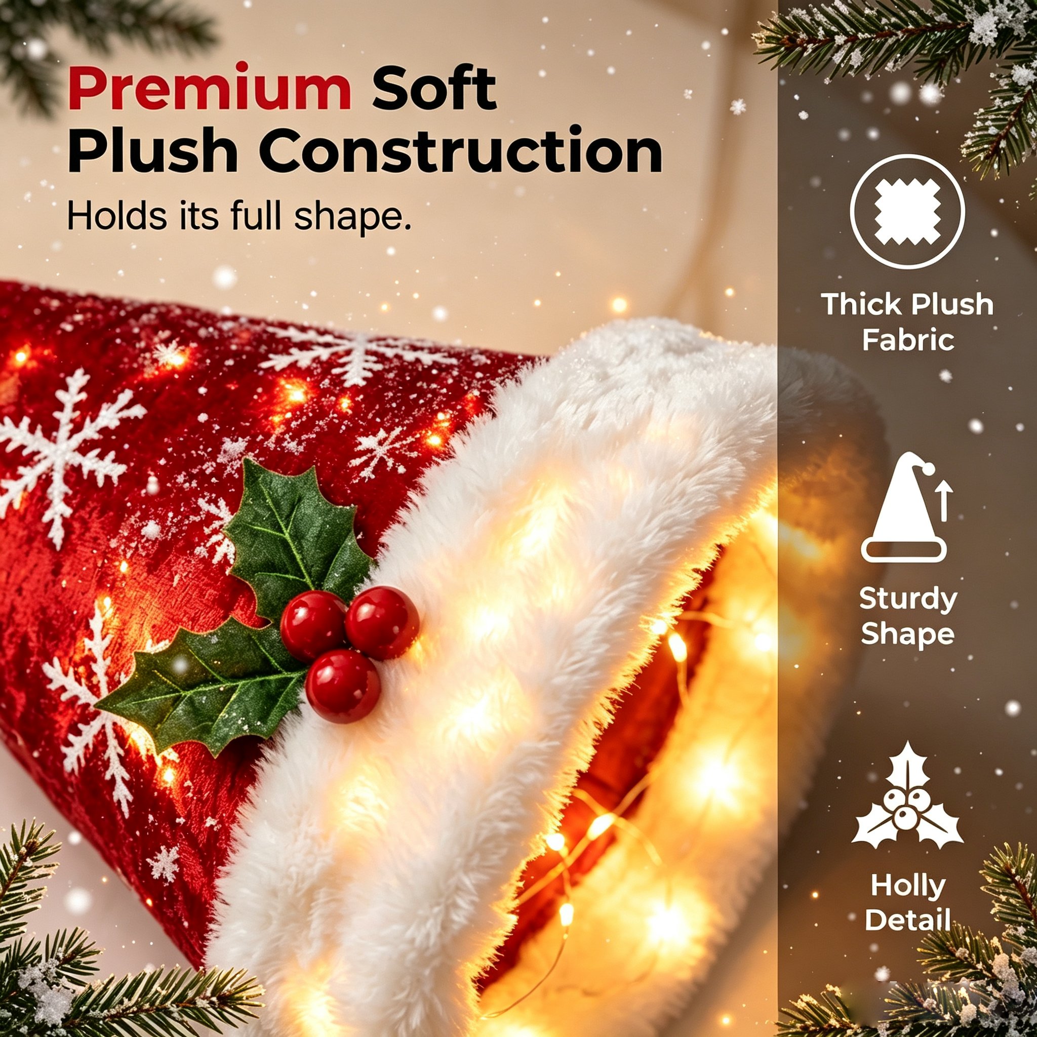 Premium soft plush Santa hat construction