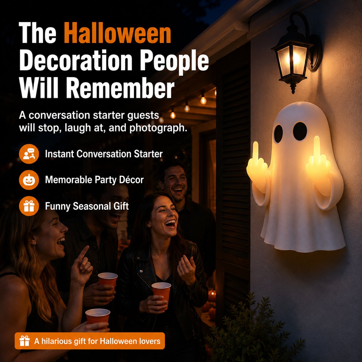 Funny glowing ghost used in a Halloween display
