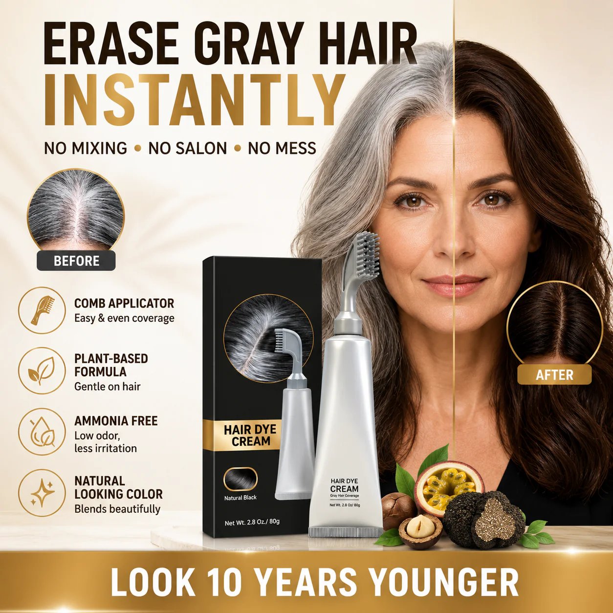 Instant gray coverage hair dye comb Instant gray coverage hair dye comb