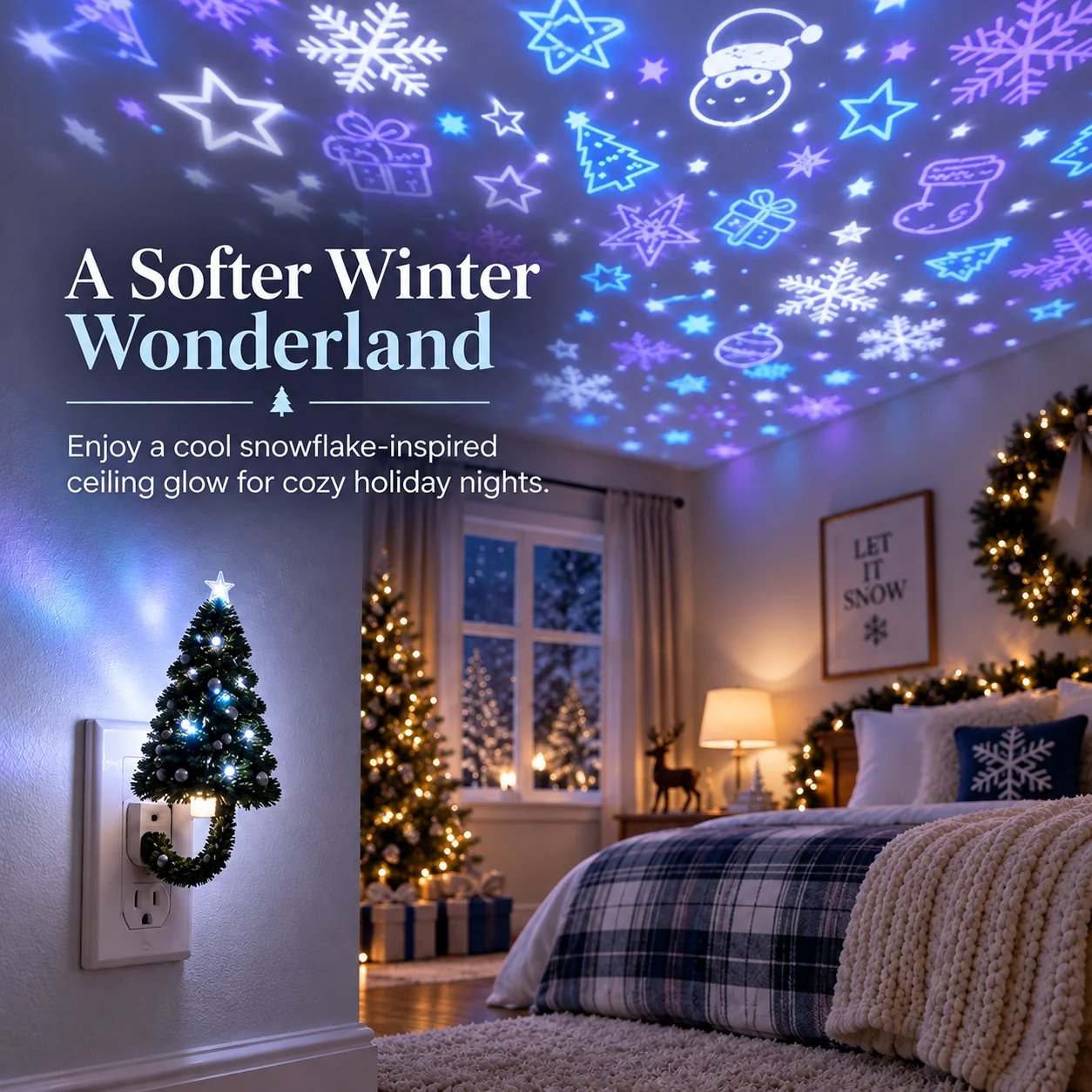 Cool winter style Christmas ceiling projection