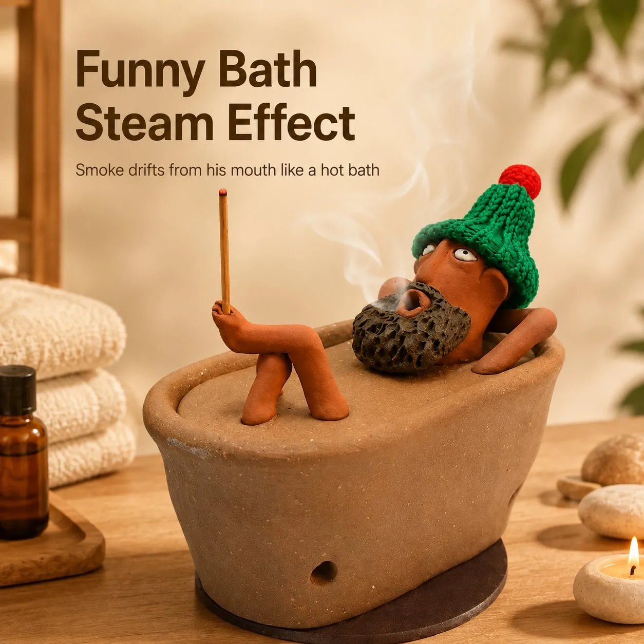 Bath man incense holder detachable design