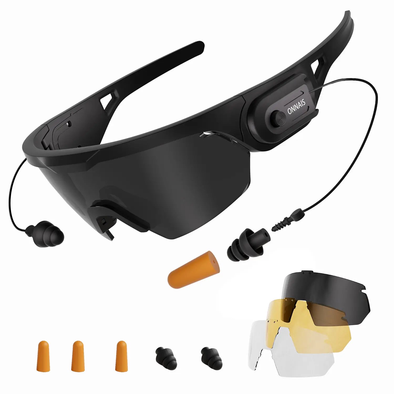 Black safety goggles set with accessories