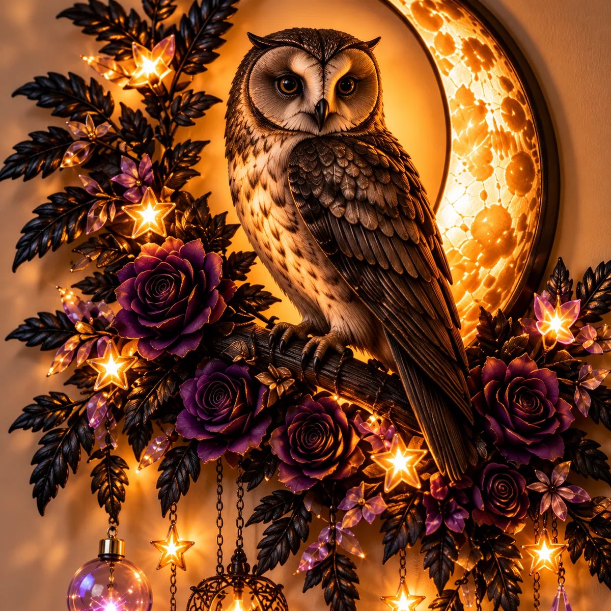 Owl moon wall decor