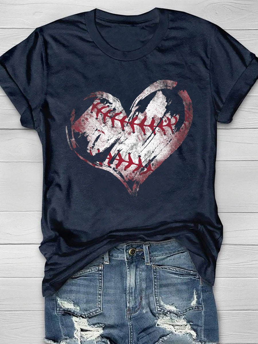 Women's Baseball Heart Graphic Tee - Casual Short Sleeve Game Day Shirt - View #10